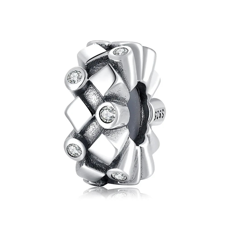 S925 Sterling Silver Diamond Snow Series Spacer Beads
