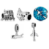 S925 Sterling Silver Transportation Tools Cartoon Aircraft Beads Pendant DIY