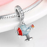 S925 Sterling Silver Transportation Tools Cartoon Aircraft Beads Pendant DIY