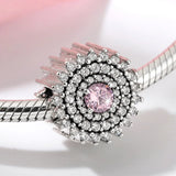 S925 Sterling Silver Beads Shining Pink Purple Four leaf Grass Bracelet