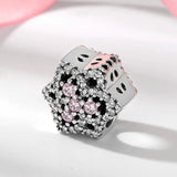 S925 Sterling Silver Beads Shining Pink Purple Four leaf Grass Bracelet