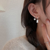 S925 Sterling Silver Bear Love Asymmetric Ear Buckle Earrings