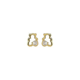 Sterling Silver Bear Mini Earrings Zircon Inlaid Women Party Jewelry