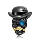 S925 Sterling Silver Beard Skull Beads Dark Punk Bracelet DIY Accessories