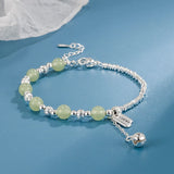 S925 Sterling Silver Bell Square Retro Hand National Style Bracelet