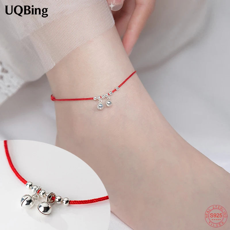 S925 Sterling Silver Bells Anklet Foot Jewelry for Women