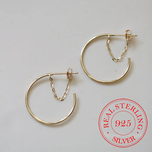 Sterling Silver Big Circle Hoop Earrings 14K Plated Ear Wedding Party