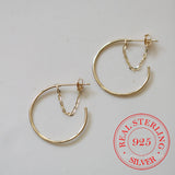 Sterling Silver Big Circle Hoop Earrings 14K Plated Ear Wedding Party