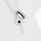 S925 Sterling Silver Cross Necklace Men's Hip-hop Star Pendant Necklace