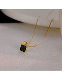 S925 Sterling Silver Square Pendant Necklace Chain Long Necklace