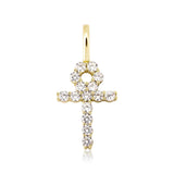 Sterling Silver Ankh Cross Pendant Necklace CZ Zircon Hip Hop Bling