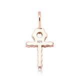 Sterling Silver Ankh Cross Pendant Necklace CZ Zircon Hip Hop Bling