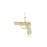 S925 Gun Pendant Necklace Bling Ice Out Women Men Hip Hop Charm Jewelry