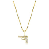 S925 Gun Pendant Necklace Bling Ice Out Women Men Hip Hop Charm Jewelry