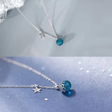 Sterling Silver Bead Pendant Necklace with Star Charm Gift