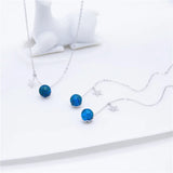 Sterling Silver Bead Pendant Necklace with Star Charm Gift