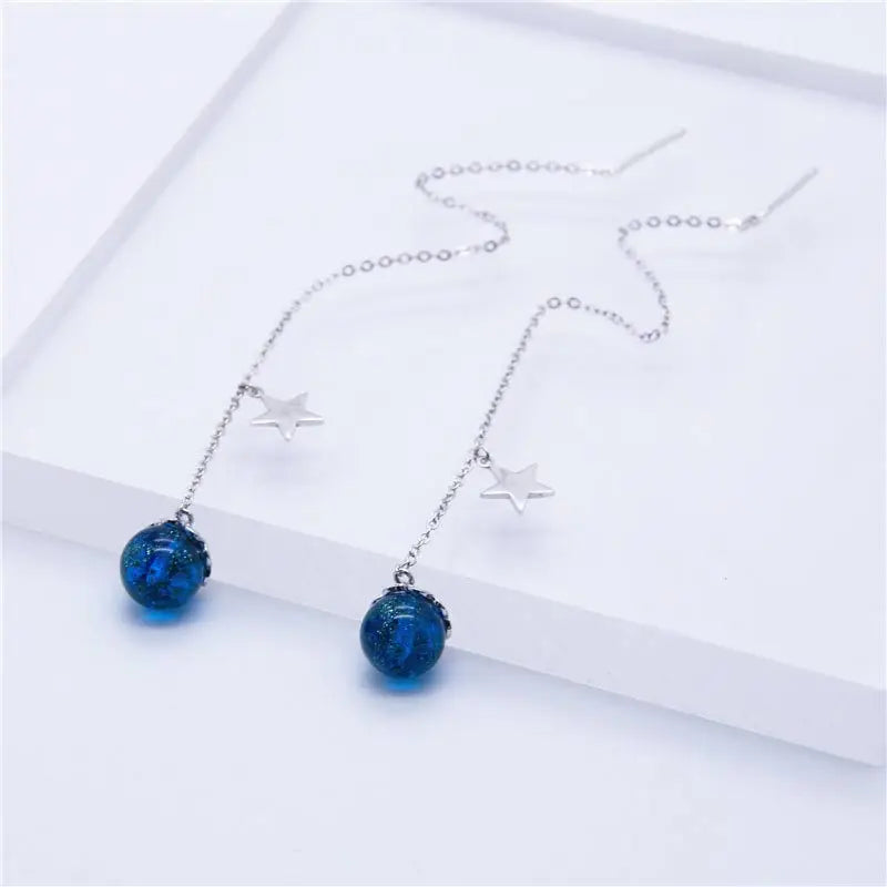 Sterling Silver Bead Pendant Necklace with Star Charm Gift