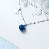 Sterling Silver Bead Pendant Necklace with Star Charm Gift