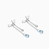 S925 Sterling Silver Water Drops Butterfly Earrings Tassel Earrings