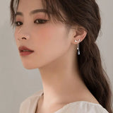 S925 Sterling Silver Water Drops Butterfly Earrings Tassel Earrings