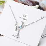 S925 Sterling Silver Moon Crystal Pendant Necklace for Women