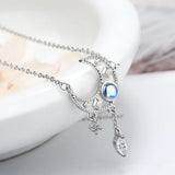 S925 Sterling Silver Moon Crystal Pendant Necklace for Women