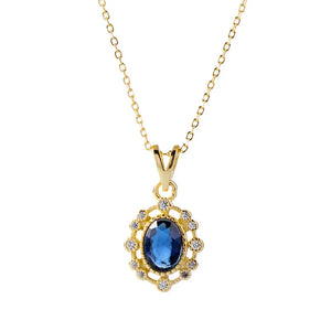 925 Silver Zircon Pendant Necklace for Women Retro Clavicle Chain