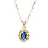 925 Silver Zircon Pendant Necklace for Women Retro Clavicle Chain