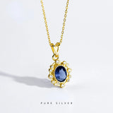 925 Silver Zircon Pendant Necklace for Women Retro Clavicle Chain