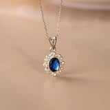 925 Silver Zircon Pendant Necklace for Women Retro Clavicle Chain