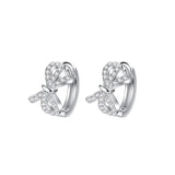 S925 Bow Hoop Earrings with Zircon, Stylish Small Earrings for Women