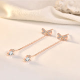 S925 Sterling Silver Bowknot Tassel Earrings Female