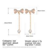 S925 Sterling Silver Bowknot Tassel Earrings Female