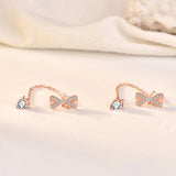 S925 Sterling Silver Bowknot Tassel Earrings Female