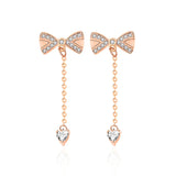 S925 Sterling Silver Bowknot Tassel Earrings Female