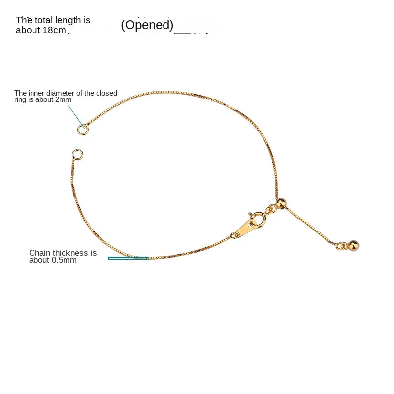 S925 Sterling Silver Box Chain Bracelet DIY Jewelry Material
