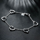S925 Sterling Silver 8" Heart Bracelet for Women Couples Party Gift