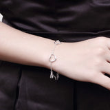 S925 Sterling Silver 8" Heart Bracelet for Women Couples Party Gift