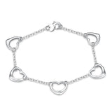 S925 Sterling Silver 8" Heart Bracelet for Women Couples Party Gift