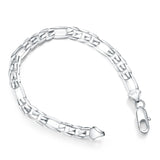 S925 Sterling Silver Bracelet 8 Inches 8mm Side Chain Bracelet