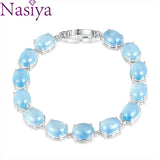 S925 Silver Bracelet Malay Jade Gemstone Tennis Bangle Jewelry