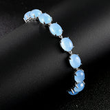S925 Silver Bracelet Malay Jade Gemstone Tennis Bangle Jewelry