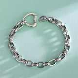 S925 Silver Bracelet Heart Buckle Hip-Hop Style