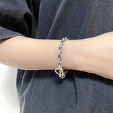 S925 Silver Bracelet Heart Buckle Hip-Hop Style