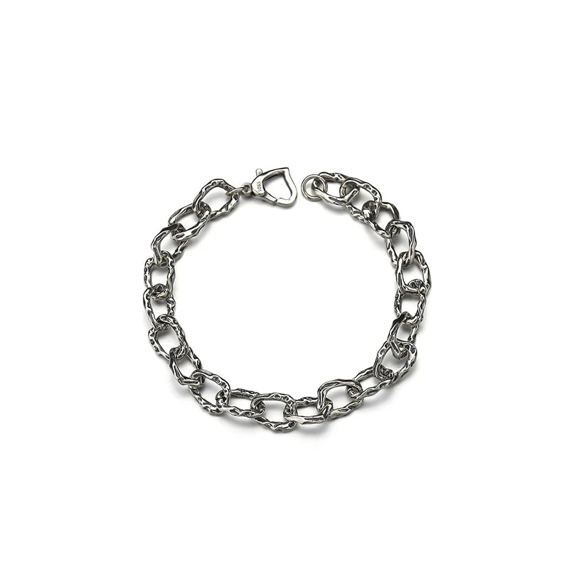 Sterling Silver Bracelet Heart-Shaped Buckle Hip-Hop Niche