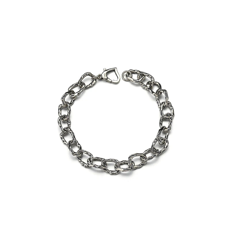 S925 Silver Bracelet Heart Buckle Hip-Hop Style