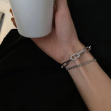 S925 Sterling Silver Crystal Double Chain Bracelet