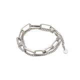 S925 Sterling Silver Crystal Double Chain Bracelet