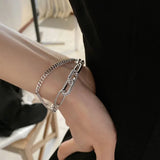 S925 Sterling Silver Crystal Double Chain Bracelet