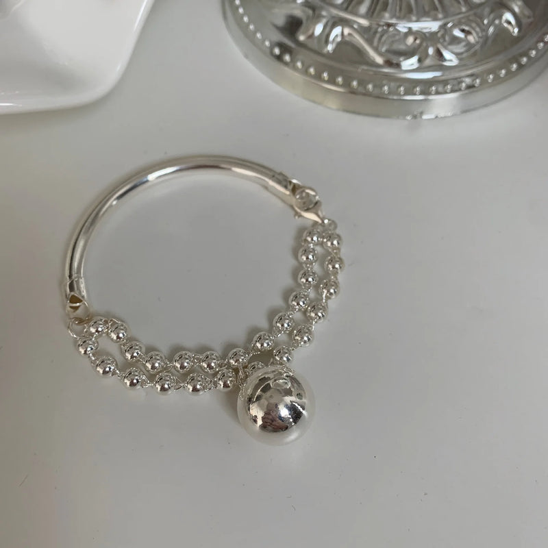 925 Silver Ball Bracelet for Women Student Jewelry